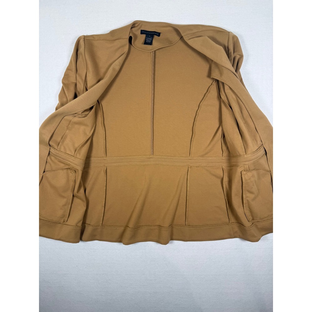Grace Elements Womens XL Tan Zipper Waist Hook Eye Open Front Blazer Jacket - Picture 5 of 11